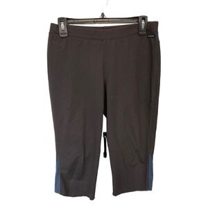 Athleta Womens Capri Brown Blue Stripe Pants Size‎ Medium